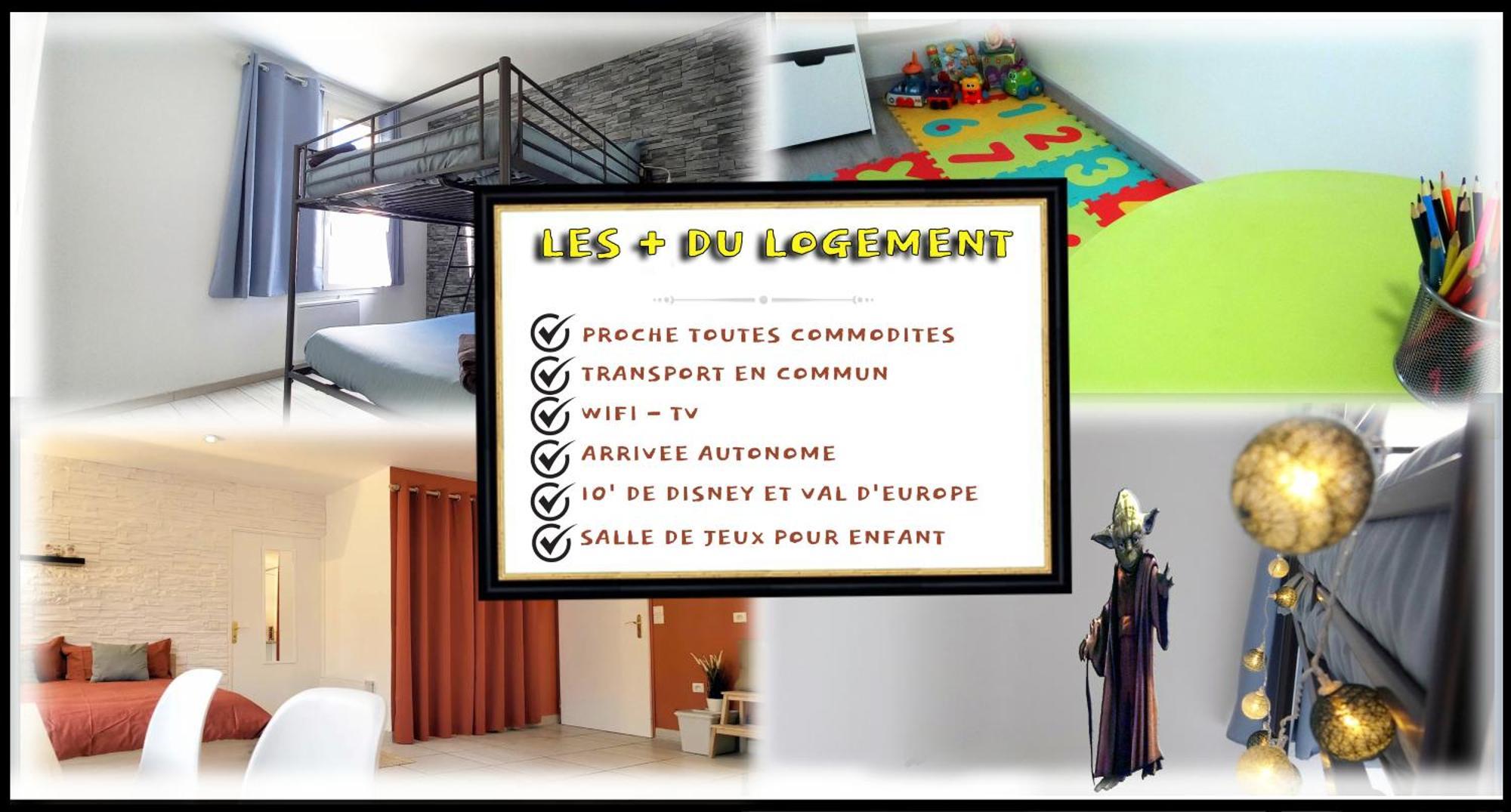 Appartement Avec Salle De Jeux Privee,10Min De Disney Transport En Commun 6 Couchages Chanteloup-en-Brie Luaran gambar